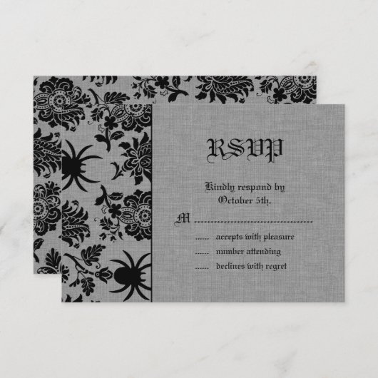 グレーリネンRSVPのスパイダーダマスク 出欠カード (正面/裏面)