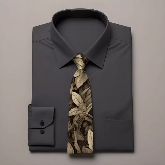 グレーリーフィープリントネクタイ ネクタイ
