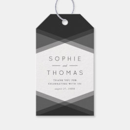 グレーレイヤード幾何結婚&ブラックの贈り物ラベル ギフトタグ