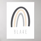 グレーレインボーネーム子供部屋デコールポスター ポスター (正面)