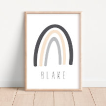 グレーレインボーネーム子供部屋デコールポスター