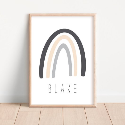 グレーレインボーネーム子供部屋デコールポスター ポスター