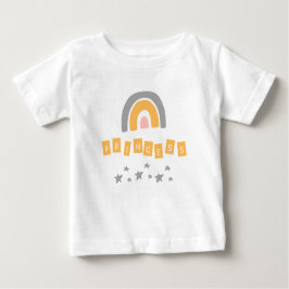 グレーレインボープリンセススターズベビーガールTシャツ ベビーTシャツ