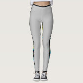 グレーレギンスと青フローラ側ストライプ レギンス (正面)