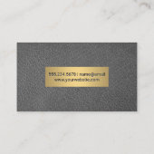 グレーレザーと金属製の金ゴールド枠 名刺 (裏面)