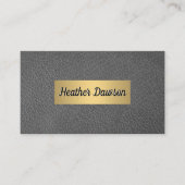 グレーレザーと金属製の金ゴールド枠 名刺 (正面)