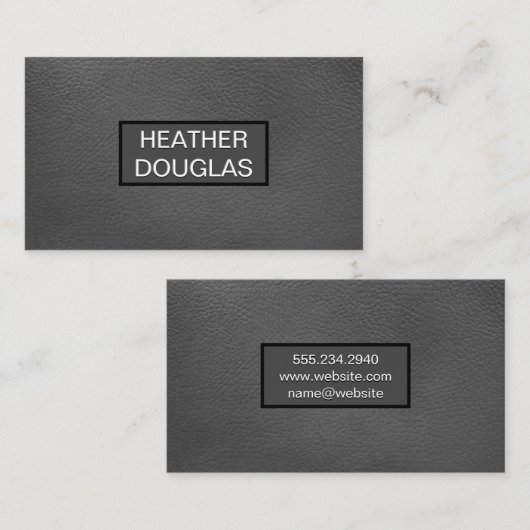 グレーレザーパターン 名刺 (正面/裏面)