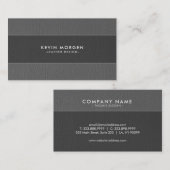 グレーレザーフェイクのストライプ 名刺 (正面/裏面)