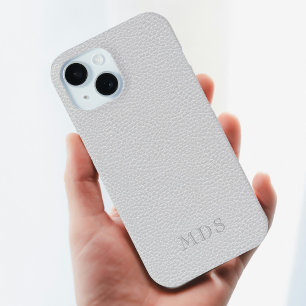 グレーレザーフェイクルックモノグラムiPhoneケース iPhone 15ケース