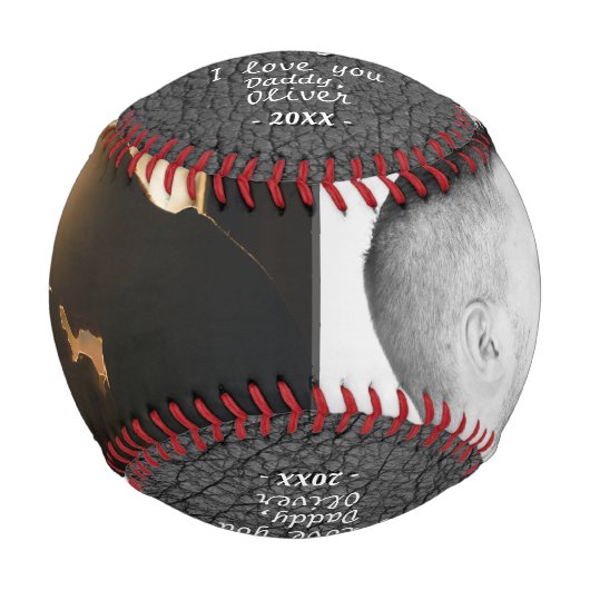 グレーレザープリント1st父の日2写真 野球ボール (正面)