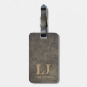 グレーレザーモノグラムのモダンヴィンテージ ラゲッジタグ (裏面縦)