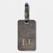 グレーレザーモノグラムの男らしヴィンテージ ラゲッジタグ (裏面縦)