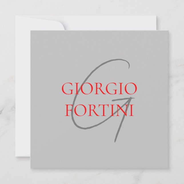 グレーレッドあなたの名前イニシャルモノグラムモダン (正面)