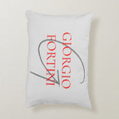 グレーレッドあなたの名前イニシャルモノグラムモダン アクセントクッション (裏面(縦))