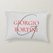 グレーレッドあなたの名前イニシャルモノグラムモダン アクセントクッション (裏面)