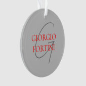 グレーレッドあなたの名前イニシャルモノグラムモダン オーナメント (正面)