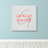 グレーレッドあなたの名前イニシャルモノグラムモダン キャンバスプリント (インサイチュ (ウッドフロア))