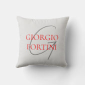 グレーレッドあなたの名前イニシャルモノグラムモダン クッション (裏面)