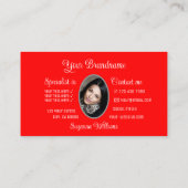 グレーレッドかわいいハートシックとモノグラムと写真 名刺 (裏面)