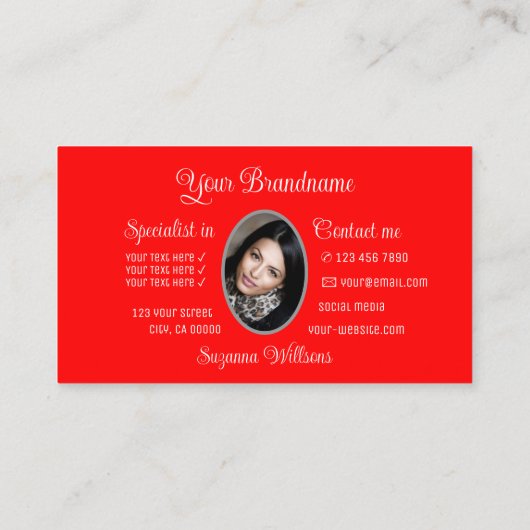 グレーレッドかわいいハートシックとモノグラムと写真 名刺 (裏面)