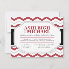 グレーレッドのシェブロン 結婚式の披露宴のみ 招待状