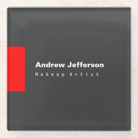 グレーレッドのミニマルモダン主義の明白な ガラスコースター (正面)