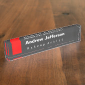 グレーレッドのミニマルモダン主義の明白な デスクネームプレート (側面)