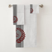 グレーレッドのロイヤルビー縞模様 バスタオルセット (インサイチュ)