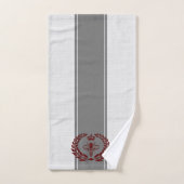 グレーレッドのロイヤルビー縞模様 バスタオルセット (ハンドタオル)