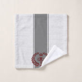 グレーレッドのロイヤルビー縞模様 バスタオルセット (ウォッシュタオル)