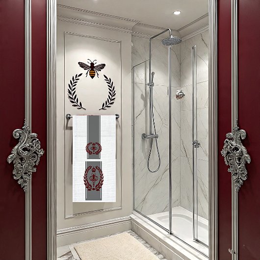 グレーレッドのロイヤルビー縞模様 バスタオルセット