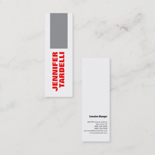 グレーレッドはっきりしたミニマルモダンプロフェッショナル スキニー名刺 (正面/裏面)