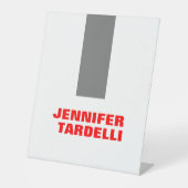 グレーレッドはっきりしたミニマルモダンプロフェッショナル 台座サイン (正面)