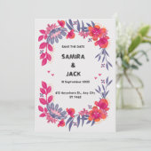 グレーレッドフローラ結婚式招待状 招待状 (スタンド正面)