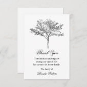 グレーレッドブドツリー葬儀サンキューカード ノートカード (正面/裏面)