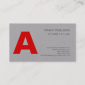 グレーレッドモノグラム弁護士 モダン 名刺 (正面)