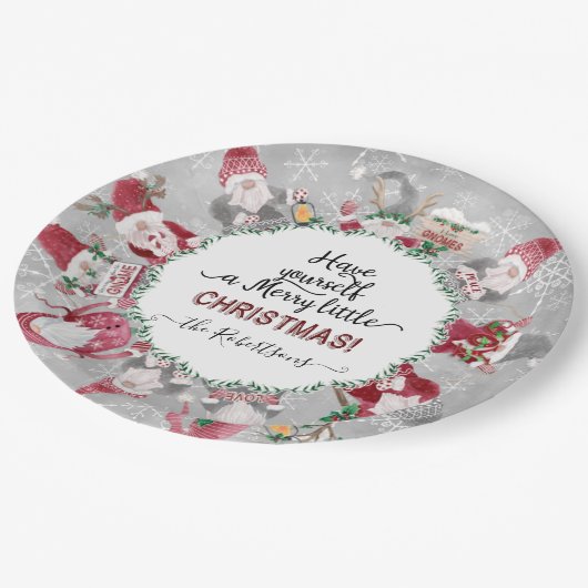 グレーレッド格言メリーリトルクリスマススノーフレーク ペーパープレート (アングル)