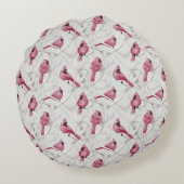 グレーレッド(鳥)ショウジョウコウカンチョウ鳥類モノグラパーソナライズされたム ラウンドクッション (裏面)