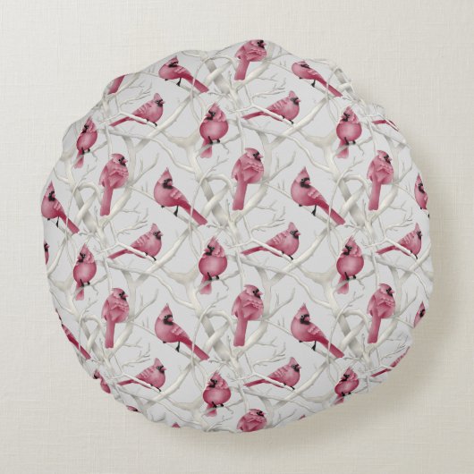 グレーレッド(鳥)ショウジョウコウカンチョウ鳥類モノグラパーソナライズされたム ラウンドクッション (裏面)