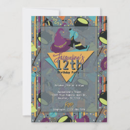 グレーレトロウィッチハロウィーン誕生日招待状 招待状