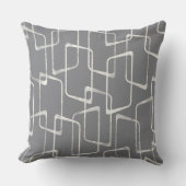 グレーレトロリノプリント幾何学的パターン クッション (正面)