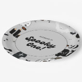 グレーレトロ不気味グルーワンハロウィーン1日 ペーパープレート (アングル)