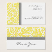 グレーレモンダマスクウェディングメッセージカード (正面&裏面)