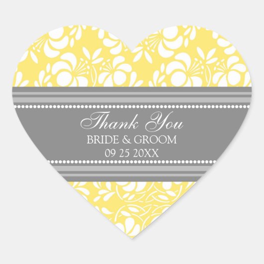グレーレモンダマスクサンキュー結婚式の引き出物ラベル ハートシール (正面)