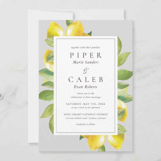 グレーレモンブロッサム結婚ズ 招待状 (正面)