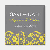 グレーレースとイエローレース日付磁石を保存 マグネット (正面)