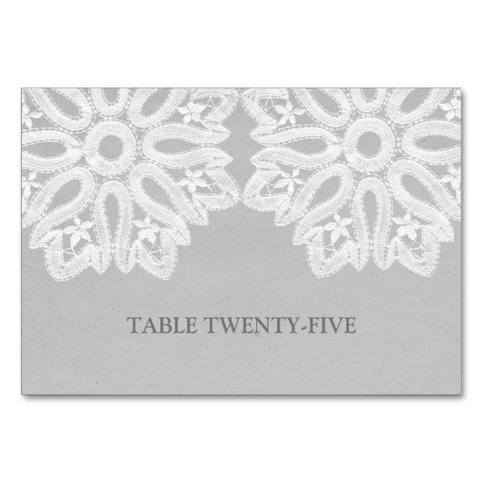 グレーレースエレガントテーブルカード テーブルナンバー (正面)