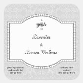 グレーレースダマスク石鹸とキャンドルラベル スクエアシール (正面)