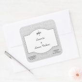 グレーレースダマスク石鹸とキャンドルラベル スクエアシール (封筒)