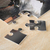 グレーレース競馬ポートレート、スポーツ写真 ジグソーパズル (側面)